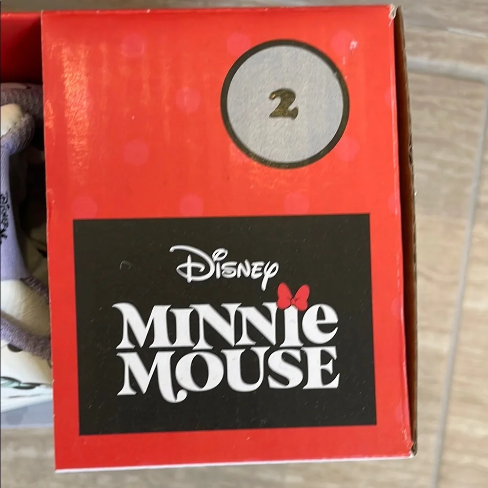 DISNEY NIB Girls Size 2 Minnie Mouse Character Sneakers White Pink Purple Bow - Picture 3 of 9